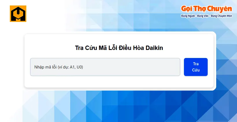 Công cụ tra mã lỗi điều hòa Daikin - Error codes lookup