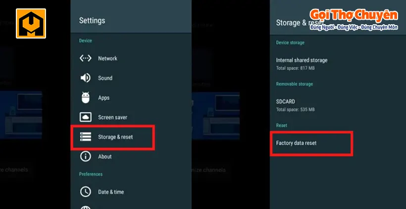Factory data reset tivi xiaomi khôi phục cài đặt gốc
