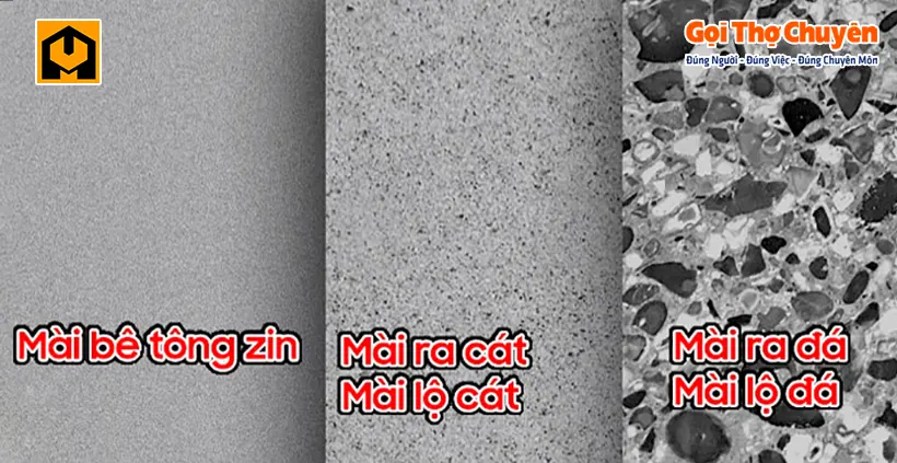 Mài sàn bê tông lộ đá - Mài sàn bê tông lộ cát